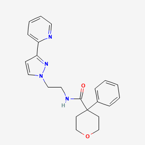 4-phenyl-N-(2-(3-(pyridin-2-yl)-1H-pyrazol-1-yl)ethyl)tetrahydro-2H-pyran-4-carboxamide