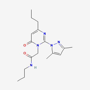 molecular formula C17H25N5O2 B2875702 2-(2-(3,5-dimethyl-1H-pyrazol-1-yl)-6-oxo-4-propylpyrimidin-1(6H)-yl)-N-propylacetamide CAS No. 1002043-56-2