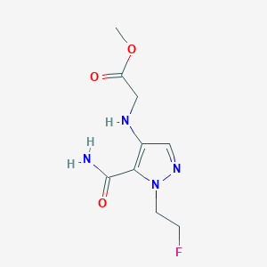 molecular formula C9H13FN4O3 B2875703 methyl 2-{[5-carbamoyl-1-(2-fluoroethyl)-1H-pyrazol-4-yl]amino}acetate CAS No. 2247207-06-1