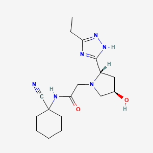 molecular formula C17H26N6O2 B2875704 N-(1-Cyanocyclohexyl)-2-[(2S,4R)-2-(5-ethyl-1H-1,2,4-triazol-3-yl)-4-hydroxypyrrolidin-1-yl]acetamide CAS No. 2223098-79-9