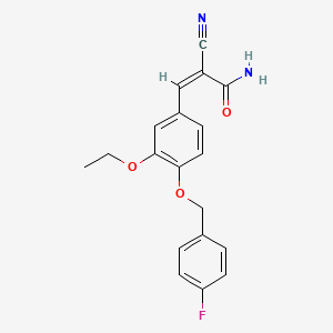 (Z)-2-cyano-3-[3-ethoxy-4-[(4-fluorophenyl)methoxy]phenyl]prop-2-enamide