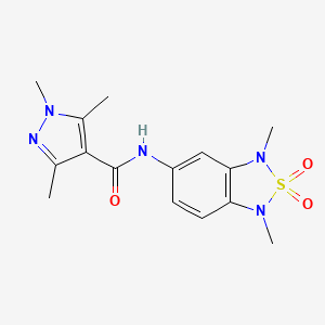 molecular formula C15H19N5O3S B2875713 N-(1,3-dimethyl-2,2-dioxido-1,3-dihydrobenzo[c][1,2,5]thiadiazol-5-yl)-1,3,5-trimethyl-1H-pyrazole-4-carboxamide CAS No. 2034484-03-0