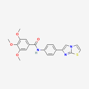 molecular formula C21H19N3O4S B2875721 N-(4-{IMIDAZO[2,1-B][1,3]THIAZOL-6-YL}PHENYL)-3,4,5-TRIMETHOXYBENZAMIDE CAS No. 691392-63-9