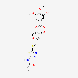 4-oxo-6-(((5-propionamido-1,3,4-thiadiazol-2-yl)thio)methyl)-4H-pyran-3-yl 3,4,5-trimethoxybenzoate