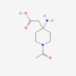 molecular formula C9H16N2O3 B2875760 2-(1-Acetyl-4-aminopiperidin-4-yl)acetic acid CAS No. 1691831-25-0