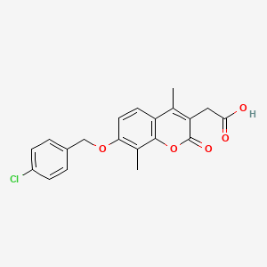 molecular formula C20H17ClO5 B2875766 {7-[(4-chlorobenzyl)oxy]-4,8-dimethyl-2-oxo-2H-chromen-3-yl}acetic acid CAS No. 577964-56-8