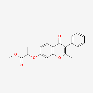 molecular formula C20H18O5 B2875767 methyl 2-[(2-methyl-4-oxo-3-phenyl-4H-chromen-7-yl)oxy]propanoate CAS No. 618389-52-9