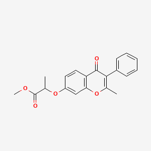 molecular formula C20H18O5 B2875767 Methyl 2-(2-methyl-4-oxo-3-phenylchromen-7-yl)oxypropanoate CAS No. 618389-52-9