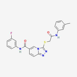 molecular formula C22H18FN5O2S B2875768 N-(3-fluorophenyl)-3-({[(3-methylphenyl)carbamoyl]methyl}sulfanyl)-[1,2,4]triazolo[4,3-a]pyridine-6-carboxamide CAS No. 1112430-08-6