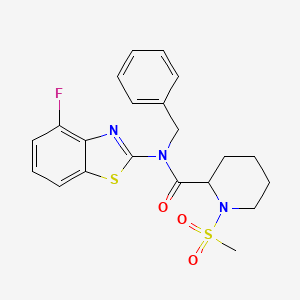 molecular formula C21H22FN3O3S2 B2875778 N-benzyl-N-(4-fluoro-1,3-benzothiazol-2-yl)-1-methanesulfonylpiperidine-2-carboxamide CAS No. 1214058-23-7