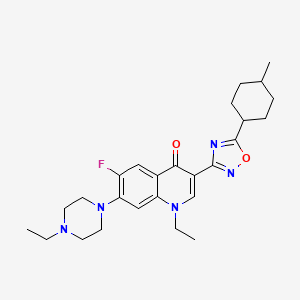 molecular formula C26H34FN5O2 B2875789 1-Ethyl-7-(4-ethylpiperazin-1-yl)-6-fluoro-3-[5-(4-methylcyclohexyl)-1,2,4-oxadiazol-3-yl]-1,4-dihydroquinolin-4-one CAS No. 2309191-48-6