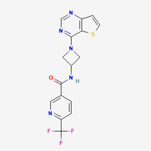 molecular formula C16H12F3N5OS B2875812 N-(1-{thieno[3,2-d]pyrimidin-4-yl}azetidin-3-yl)-6-(trifluoromethyl)pyridine-3-carboxamide CAS No. 2380079-38-7