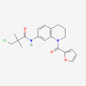 molecular formula C19H21ClN2O3 B2875813 3-chloro-N-[1-(furan-2-carbonyl)-1,2,3,4-tetrahydroquinolin-7-yl]-2,2-dimethylpropanamide CAS No. 946319-93-3