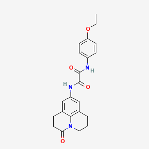 molecular formula C22H23N3O4 B2875846 N'-(4-ethoxyphenyl)-N-{2-oxo-1-azatricyclo[7.3.1.0^{5,13}]trideca-5,7,9(13)-trien-7-yl}ethanediamide CAS No. 898464-50-1