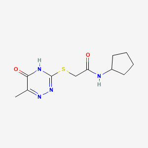 molecular formula C11H16N4O2S B2875850 N-cyclopentyl-2-[(6-methyl-5-oxo-4,5-dihydro-1,2,4-triazin-3-yl)sulfanyl]acetamide CAS No. 460726-58-3