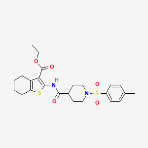 molecular formula C24H30N2O5S2 B2875854 Ethyl 2-(1-tosylpiperidine-4-carboxamido)-4,5,6,7-tetrahydrobenzo[b]thiophene-3-carboxylate CAS No. 721886-73-3