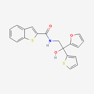 molecular formula C19H15NO3S2 B2875860 N-(2-(furan-2-yl)-2-hydroxy-2-(thiophen-2-yl)ethyl)benzo[b]thiophene-2-carboxamide CAS No. 2034484-88-1