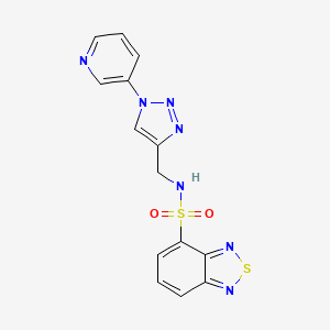 molecular formula C14H11N7O2S2 B2875867 N-((1-(pyridin-3-yl)-1H-1,2,3-triazol-4-yl)methyl)benzo[c][1,2,5]thiadiazole-4-sulfonamide CAS No. 2034426-50-9