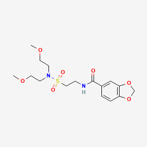 molecular formula C16H24N2O7S B2875872 N-{2-[bis(2-methoxyethyl)sulfamoyl]ethyl}-2H-1,3-benzodioxole-5-carboxamide CAS No. 899980-16-6