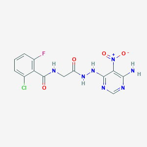 molecular formula C13H11ClFN7O4 B2875903 N-{[N'-(6-amino-5-nitropyrimidin-4-yl)hydrazinecarbonyl]methyl}-2-chloro-6-fluorobenzamide CAS No. 450346-10-8