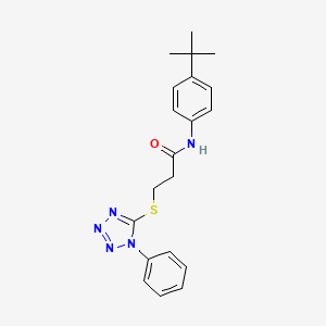 molecular formula C20H23N5OS B2875948 N-(4-tert-butylphenyl)-3-[(1-phenyl-1H-1,2,3,4-tetrazol-5-yl)sulfanyl]propanamide CAS No. 690645-02-4