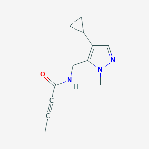 molecular formula C12H15N3O B2875970 N-[(4-Cyclopropyl-2-methylpyrazol-3-yl)methyl]but-2-ynamide CAS No. 2411304-59-9