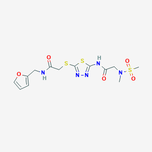 molecular formula C13H17N5O5S3 B2875987 N-(furan-2-ylmethyl)-2-((5-(2-(N-methylmethylsulfonamido)acetamido)-1,3,4-thiadiazol-2-yl)thio)acetamide CAS No. 1226440-09-0