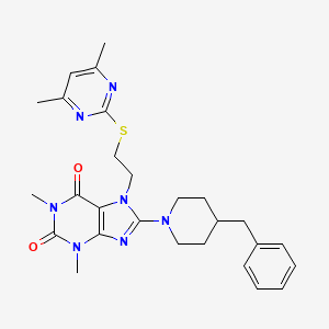 8-(4-benzylpiperidin-1-yl)-7-(2-((4,6-dimethylpyrimidin-2-yl)thio)ethyl)-1,3-dimethyl-1H-purine-2,6(3H,7H)-dione