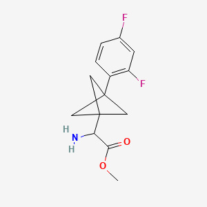 molecular formula C14H15F2NO2 B2876036 Methyl 2-amino-2-[3-(2,4-difluorophenyl)-1-bicyclo[1.1.1]pentanyl]acetate CAS No. 2287261-76-9