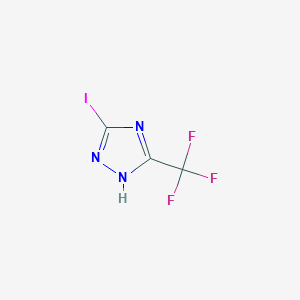 molecular formula C3HF3IN3 B2876080 3-iodo-5-(trifluoromethyl)-1H-1,2,4-triazole CAS No. 1823945-37-4