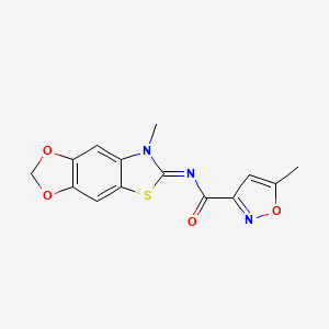 (E)-5-methyl-N-(7-methyl-[1,3]dioxolo[4',5':4,5]benzo[1,2-d]thiazol-6(7H)-ylidene)isoxazole-3-carboxamide