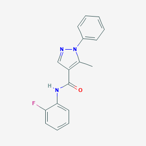 molecular formula C17H14FN3O B287610 N-(2-fluorophenyl)-5-methyl-1-phenyl-1H-pyrazole-4-carboxamide 