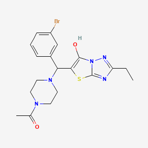 molecular formula C19H22BrN5O2S B2876152 1-(4-((3-Bromophenyl)(2-ethyl-6-hydroxythiazolo[3,2-b][1,2,4]triazol-5-yl)methyl)piperazin-1-yl)ethanone CAS No. 898350-20-4