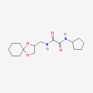 molecular formula C16H26N2O4 B2876156 N1-(1,4-dioxaspiro[4.5]decan-2-ylmethyl)-N2-cyclopentyloxalamide CAS No. 941995-93-3
