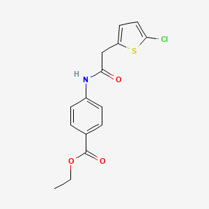 molecular formula C15H14ClNO3S B2876164 Ethyl 4-(2-(5-chlorothiophen-2-yl)acetamido)benzoate CAS No. 921546-11-4