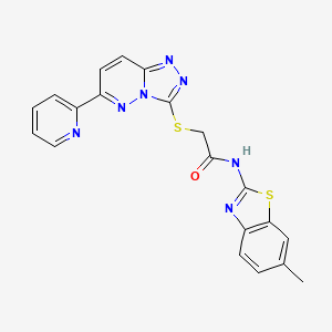 molecular formula C20H15N7OS2 B2876166 N-(6-methyl-1,3-benzothiazol-2-yl)-2-{[6-(pyridin-2-yl)-[1,2,4]triazolo[4,3-b]pyridazin-3-yl]sulfanyl}acetamide CAS No. 891104-68-0