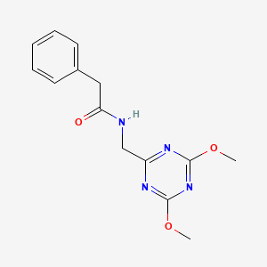 molecular formula C14H16N4O3 B2876190 N-[(4,6-dimethoxy-1,3,5-triazin-2-yl)methyl]-2-phenylacetamide CAS No. 2034574-36-0