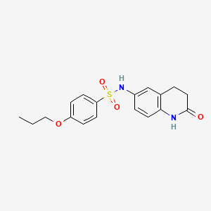 molecular formula C18H20N2O4S B2876191 N-(2-oxo-1,2,3,4-tetrahydroquinolin-6-yl)-4-propoxybenzene-1-sulfonamide CAS No. 922006-18-6