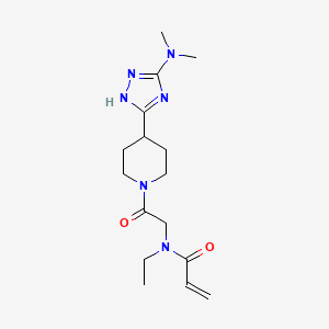 molecular formula C16H26N6O2 B2876210 N-(2-{4-[3-(dimethylamino)-1H-1,2,4-triazol-5-yl]piperidin-1-yl}-2-oxoethyl)-N-ethylprop-2-enamide CAS No. 2323106-12-1