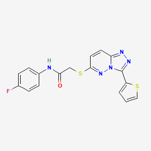 molecular formula C17H12FN5OS2 B2876214 N-(4-fluorophenyl)-2-{[3-(thiophen-2-yl)-[1,2,4]triazolo[4,3-b]pyridazin-6-yl]sulfanyl}acetamide CAS No. 868966-50-1