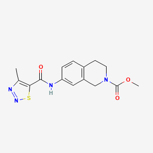 molecular formula C15H16N4O3S B2876220 methyl 7-(4-methyl-1,2,3-thiadiazole-5-amido)-1,2,3,4-tetrahydroisoquinoline-2-carboxylate CAS No. 1448051-27-1