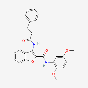 molecular formula C26H24N2O5 B2876310 N-(2,5-dimethoxyphenyl)-3-(3-phenylpropanamido)-1-benzofuran-2-carboxamide CAS No. 888468-14-2