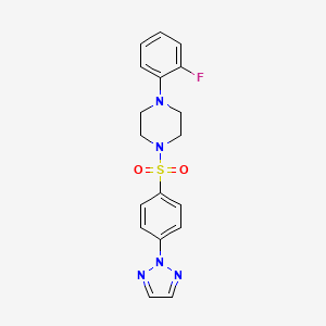 molecular formula C18H18FN5O2S B2876320 1-((4-(2H-1,2,3-triazol-2-yl)phenyl)sulfonyl)-4-(2-fluorophenyl)piperazine CAS No. 2034208-83-6