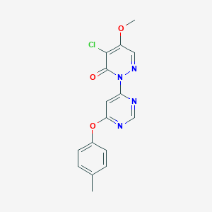 molecular formula C16H13ClN4O3 B287633 4-Chloro-5-methoxy-2-(6-(p-tolyloxy)pyrimidin-4-yl)pyridazin-3(2H)-one 