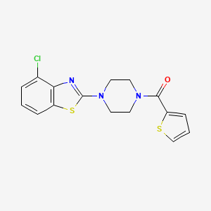 molecular formula C16H14ClN3OS2 B2876337 4-chloro-2-[4-(thiophene-2-carbonyl)piperazin-1-yl]-1,3-benzothiazole CAS No. 897479-74-2