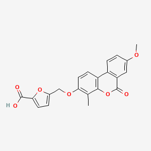 molecular formula C21H16O7 B2876345 5-[(8-Methoxy-4-methyl-6-oxobenzo[c]chromen-3-yl)oxymethyl]furan-2-carboxylic acid CAS No. 430451-93-7