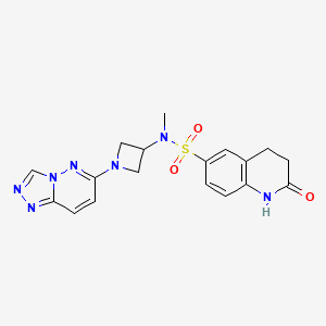 molecular formula C18H19N7O3S B2876355 N-(1-([1,2,4]triazolo[4,3-b]pyridazin-6-yl)azetidin-3-yl)-N-methyl-2-oxo-1,2,3,4-tetrahydroquinoline-6-sulfonamide CAS No. 2309348-04-5