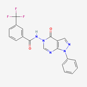 molecular formula C19H12F3N5O2 B2876369 N-(4-oxo-1-phenyl-1H-pyrazolo[3,4-d]pyrimidin-5(4H)-yl)-3-(trifluoromethyl)benzamide CAS No. 899752-60-4