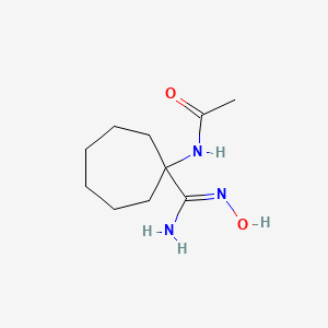 molecular formula C10H19N3O2 B2876376 N-[1-(N'-hydroxycarbamimidoyl)cycloheptyl]acetamide CAS No. 1193390-61-2