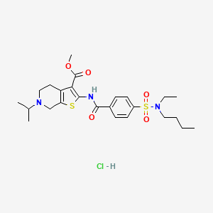 molecular formula C25H36ClN3O5S2 B2876378 methyl 2-(4-(N-butyl-N-ethylsulfamoyl)benzamido)-6-isopropyl-4,5,6,7-tetrahydrothieno[2,3-c]pyridine-3-carboxylate hydrochloride CAS No. 1421472-74-3